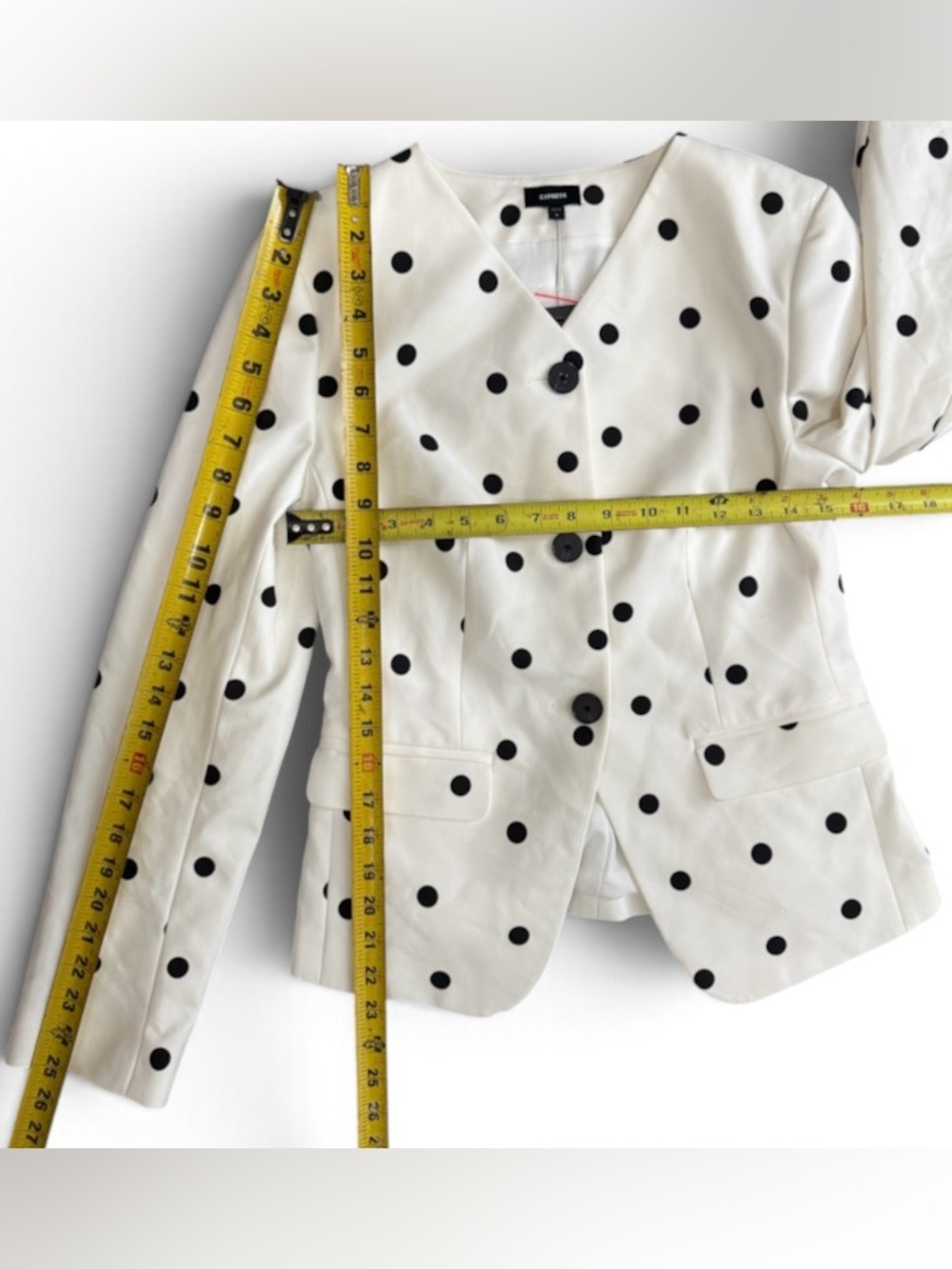 Express Editor White Polka Dot Blazer Skirt Set Stretch
Cotton 2-Piece Suit A4 - Picture 15 of 16